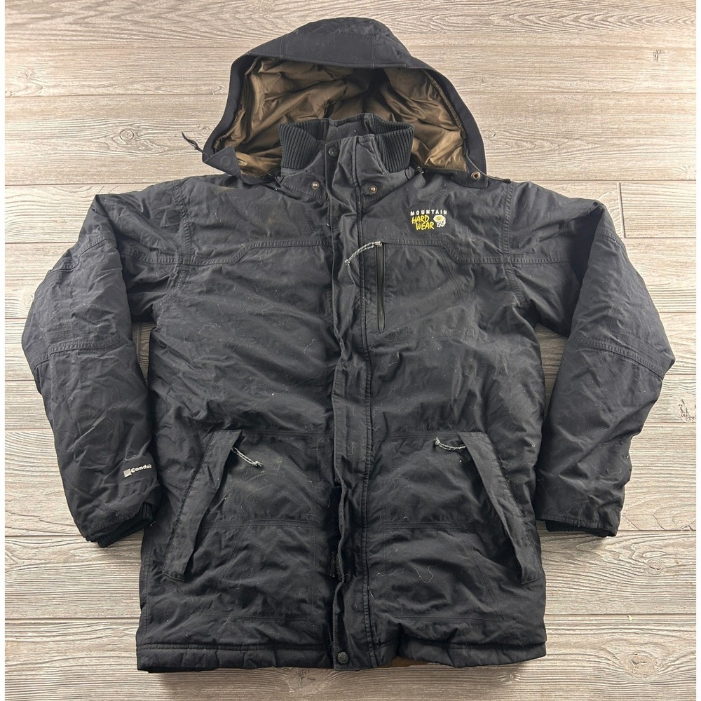 Mountain Hardwear Mens Down Parka Jacket Black Hooded Winter Coat OM1802 XL